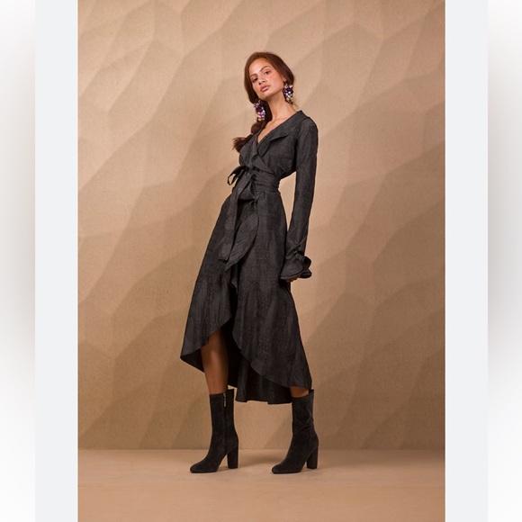 Fame and Partners Dresses & Skirts - Fame and Partners- black and white polkadot wrap dress size 2